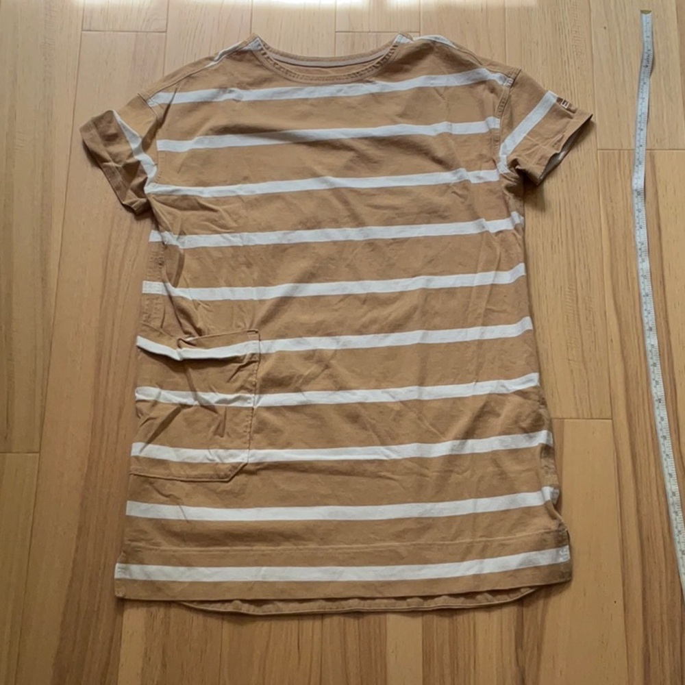 Everlane Tan and White Striped Mini Dress